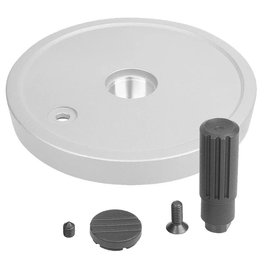 K1521_B Kipp Disc handwheels, aluminium with revolving cylindrical grip, Form B with reamed hole, keyway and transverse bore