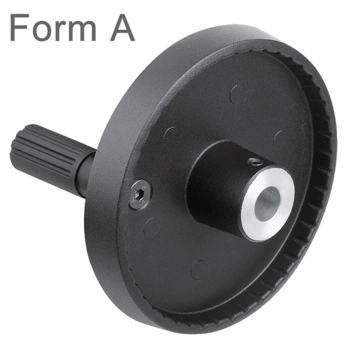 K1521 Disc handwheels, aluminium with revolving cylindrical grip