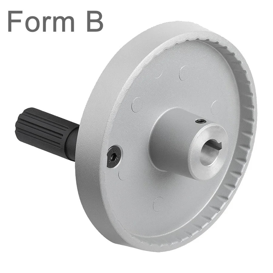 K1521 Disc handwheels, aluminium with revolving cylindrical grip