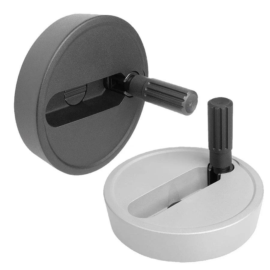 K1522 Kipp Disc handwheels, aluminium with fold-down cylindrical grip