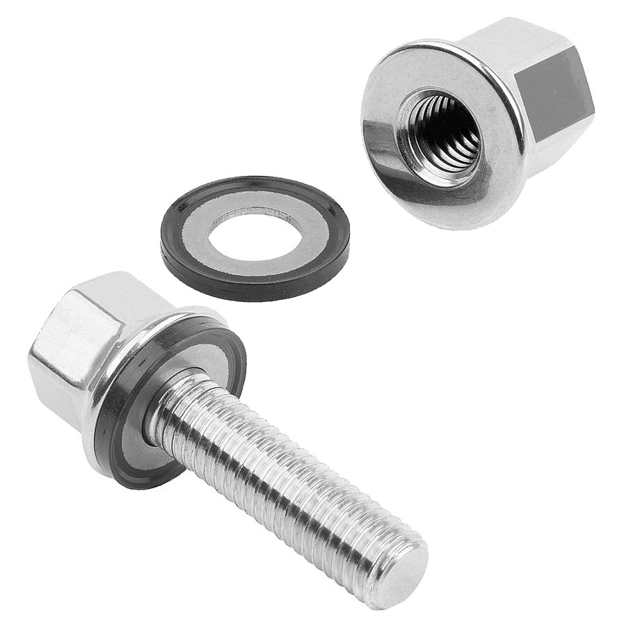 K1594 Kipp Stainless steel cap nuts with collar, seal, shim washer for Hygienic USIT® set